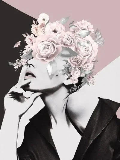 Canvas Painting Wall Art Women and Flowers Abstract Print the Girl with Flowers on Her Head Surrealism Imagine Poster Room Decor