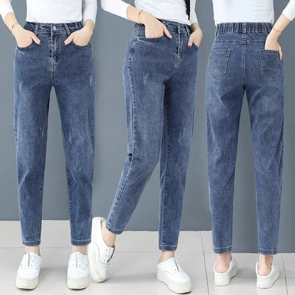 Summer New Sle Thin Large Size Women's Jeans Loose Covering Meat Harlan Pants Trendy Pear ape Body Fat Sister MM
