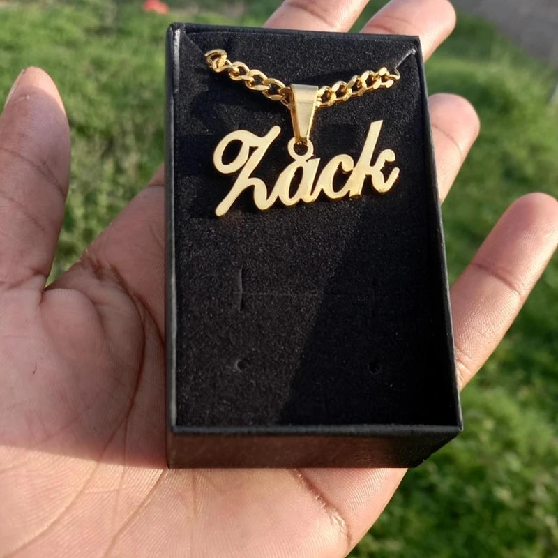 Custom Movable Big Name Pendant Necklace Stainless Steel Cuban Chain Nameplate Personalized Necklace For Women Fashion Jewelry
