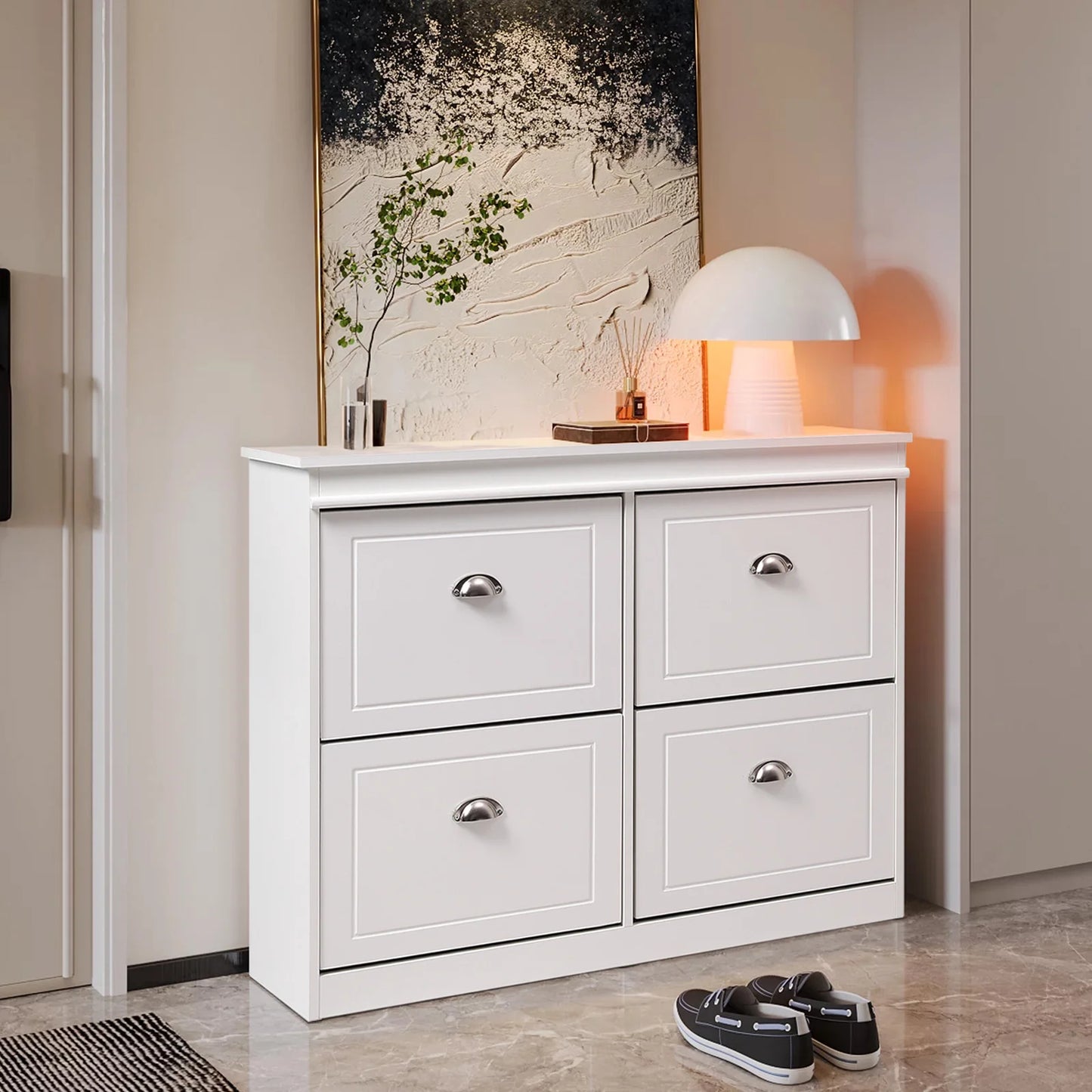 【Breeins】Flip Down Shoe Bench Cabinet, Shoes Rack Storage Organizer Shelf Home Decoration For Entryway