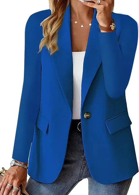 Black White Women's Suat Coat Office Elegant Blazer Soring Fall Casual Long Sleeve Pocket Slim Outerwears Blazer Mujer Women Top