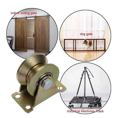 1Pcs Stainless Steel Home Hardware Rigid Caster Track Wheel Bearing Pulley U/V/H Shaped Plating Color Sliding Door Rollers