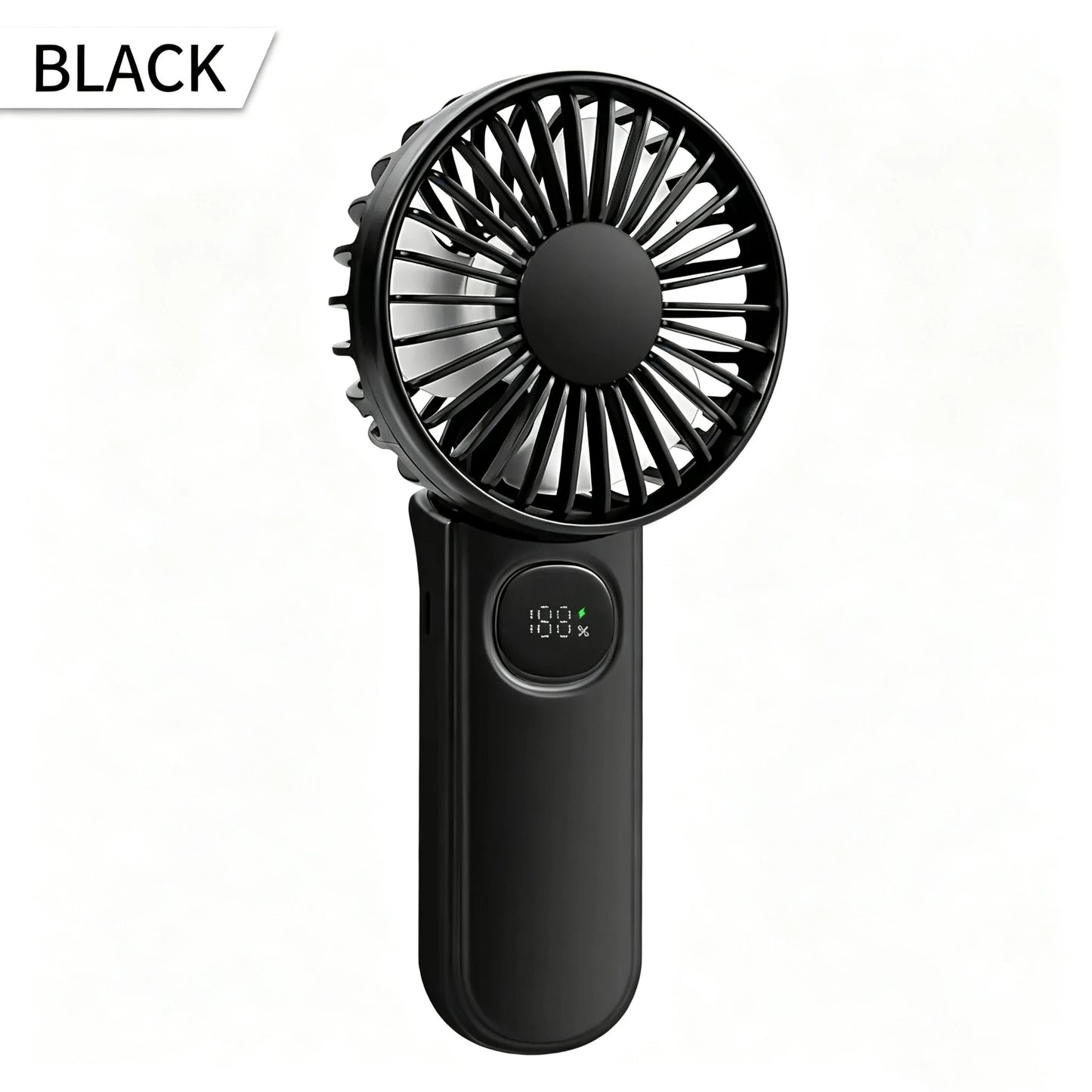 Portable Handheld Fan with Digital Battery Display, Foldable & Neck Hanging Design, 5 Adjustable Wind Speeds