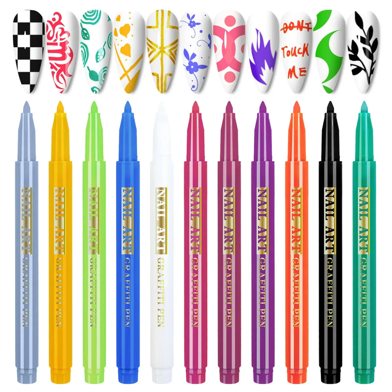 Nail Art Drawing Graffiti Pen, Liner Brush, 3D Abstract, DIY Flower Pattern, Beauty Manicure Tools