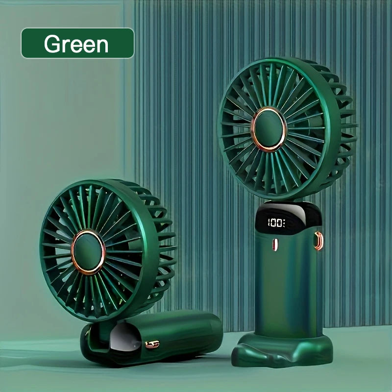 Portable Mini Fan With 5 Speeds LED USB Rechargeable Charging Small Foldable Battery Fans Handheld Desk Bedroom Indoor Outdoor
