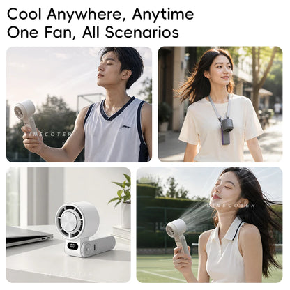 KINSCOTER Outdoor Foldable Portable Handheld Fan Mini Cooling Rechargeable 3600mAh 100-level Free Control High Speed Turbo Fan