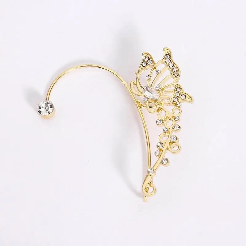 Korean Fashion Butterfly Elf Ear Hanging Earrings For Women Jewelry 2026 Trending New Luxury Ear Cuff Without Hole Fake Earrings