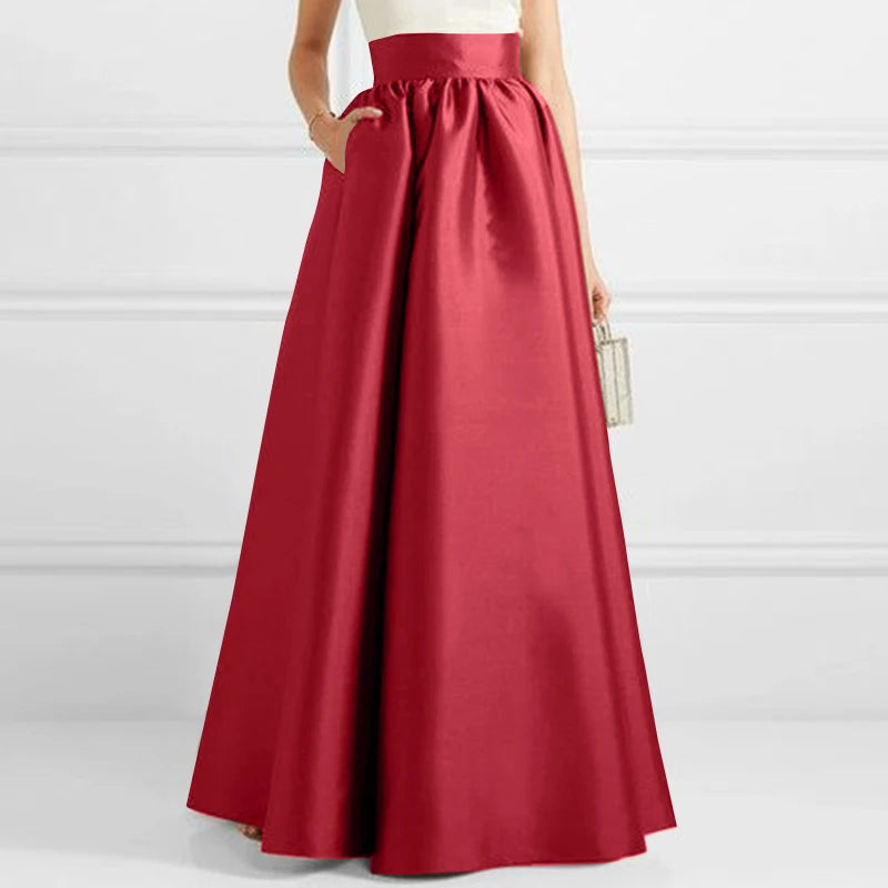 ZANZEA Summer Elegant High Waist Solid A-line Maxi Skirt Fashion Women Party Long Skirts Casual Jupe OL Work Satin Faldas Saia