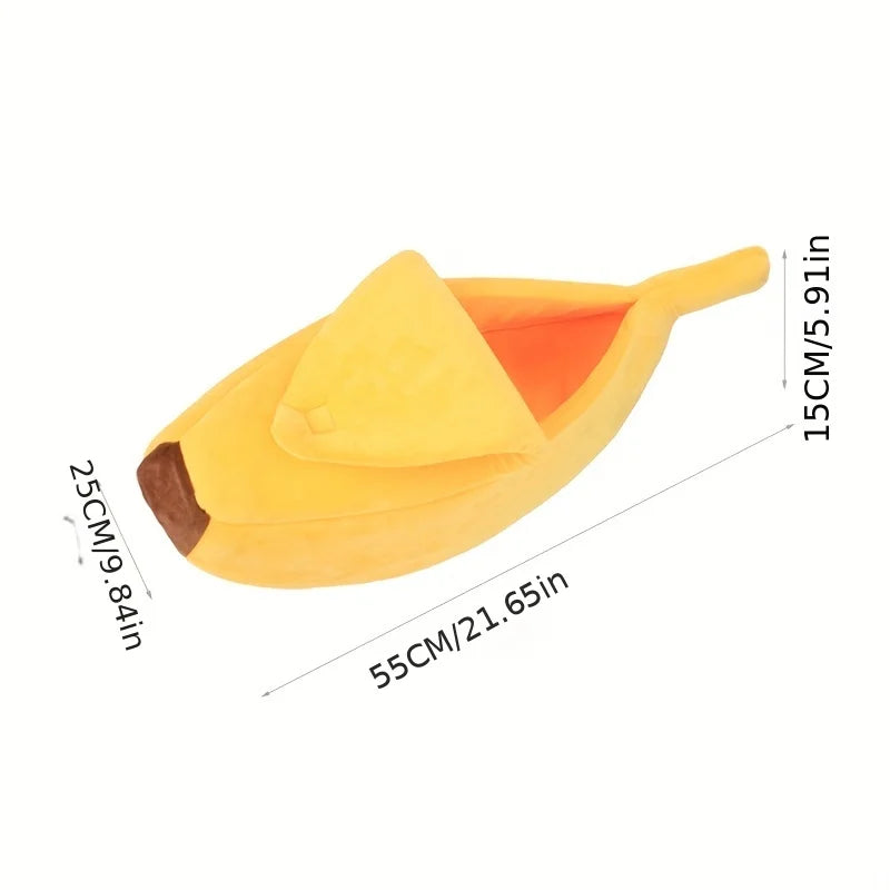 1pc Banana Design Pet Bed Cute Banana-Shaped Cat Bed Cat Mat Beds Warm Portable Pet House Cat Supplies