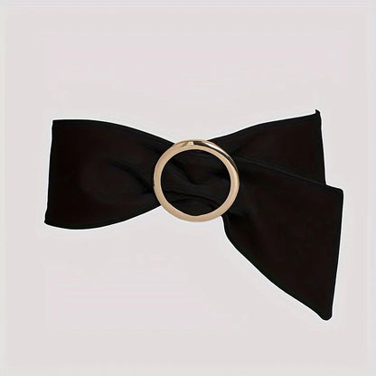 Fashionable and elegant retro women's high-end round buckle suede waist belt, soft and comfortable, versatile with a wide ribbon