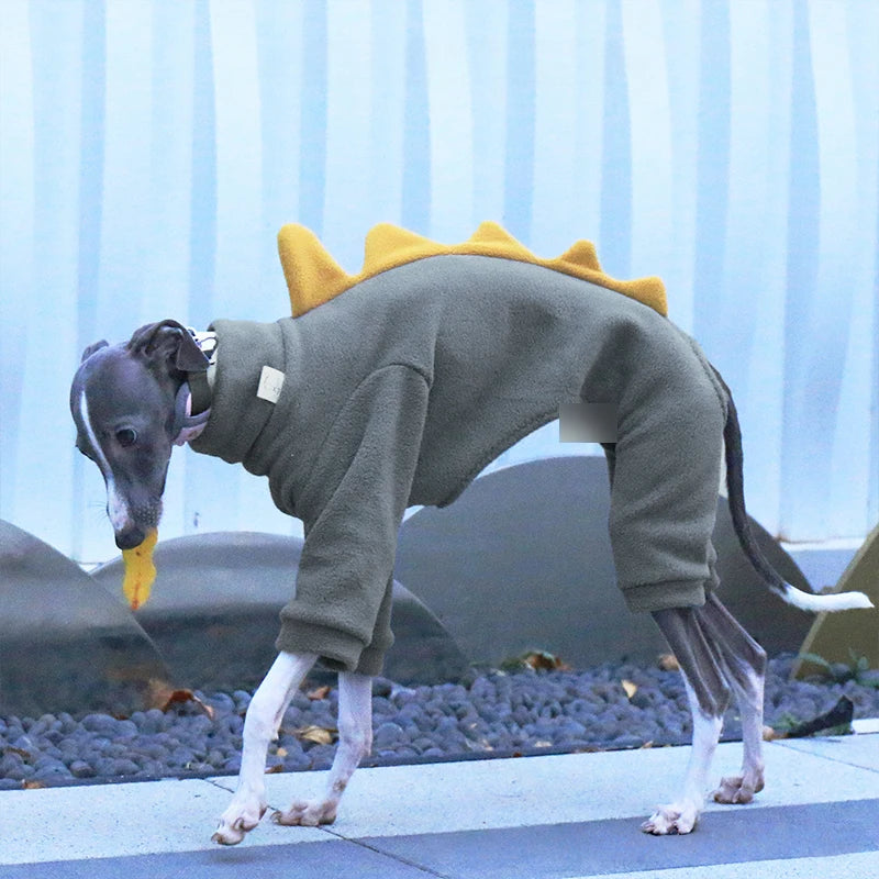 Pet Clothing Dog Little Greyhound Autumn Winter Polar Warm Turtleneck Coat Adorable Dinosaur Costume for Small Medium Large Dogs