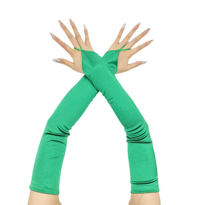 Ladies' Gloves, Long Hook-Finger Tinted Gloves, Ball Gloves, Bride's Wedding Dress Gloves, Sun-Protective Fashion Gloves C101