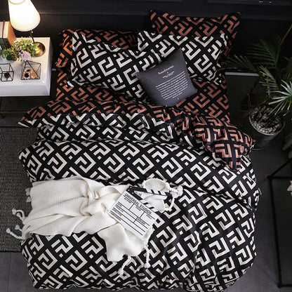 3pcs Couple Duvet Cover with Pillow Case Nordic Comforter Bedding Set Quilt Cover Queen/King Double or Single Bed