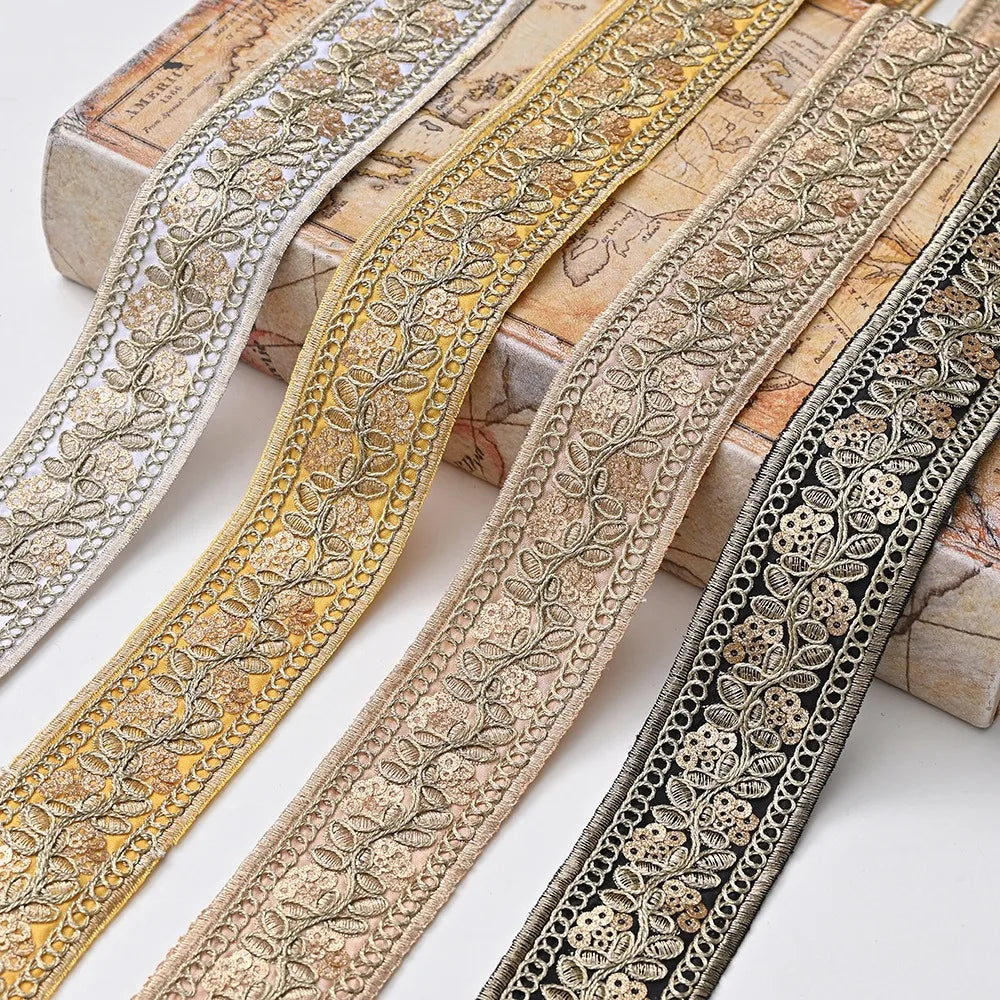 Lace Trim DIY Garment Accessories, Embroidery Fabric Ribbon, 1 Yard