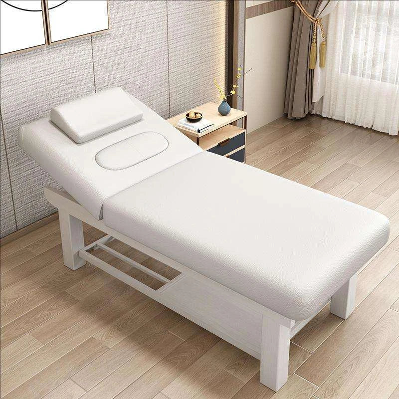 Modern Spa Therapy Bed with Wooden Structure and Adjustable Cushion