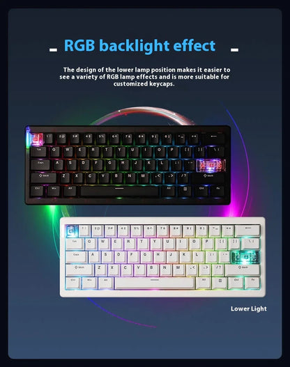 CIDOO QK61 V2 Mechanical Keyboard 60% Layout Gasket Structure VIA Programmable Hot-Swap Three Mode Wireless RGB Keyboard
