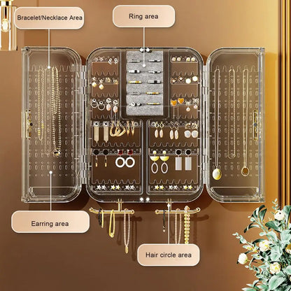 Jewelry Storage Box Jewelry Accessories Shelf Transparent Wall Mounted Jewelry Organizer Earrings Necklaces Rings Display Stand