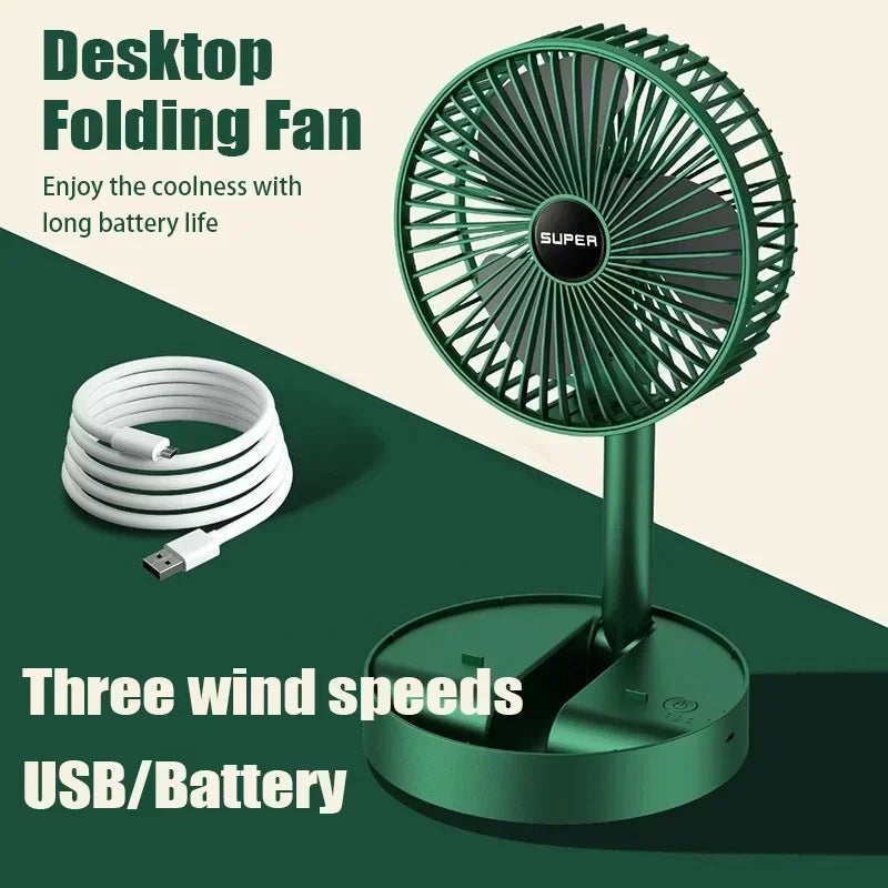 Portable Desktop USB Fan - Folding Retractable Mute USB Charging Mini Electric Fan for Office Dormitory Home Car One WORLDKPI
