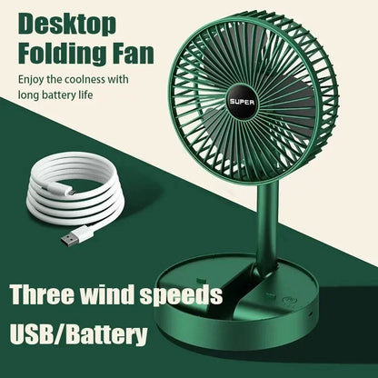 Portable Desktop USB Fan - Folding Retractable Mute USB Charging Mini Electric Fan for Office Dormitory Home Car One WORLDKPI
