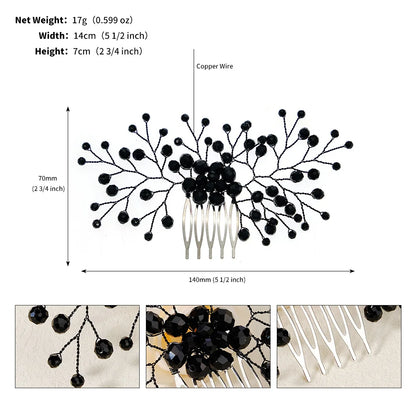 Dark Style Bridal Hair Comb Black Series Wedding Headpiece Hair Accessories Fashionable Holiday Halloween Party Gifts For Women