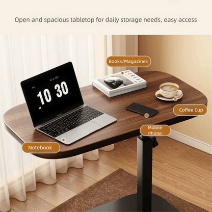 Foldable Sofa Edge Table Adjustable Height C-Shaped Adjustable Bedside Table Flip Desktop Space Saving Rotating Coffee Table