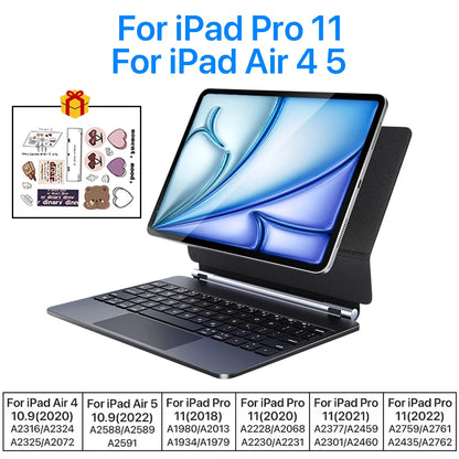 New Magic Keyboard For iPad 11th A16 Air 6 2025 iPad Case Pro 13 12.9 11 iPad 7 8 9 10th Gen Air4 5 10.9 Spanish Hebrew Keyboard