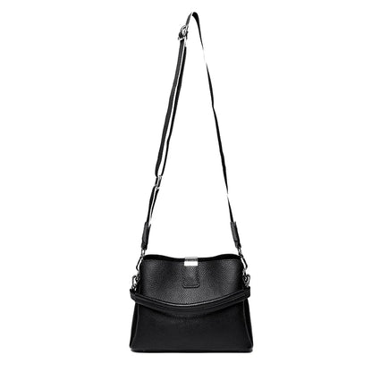 100% cowhide Bag Casual Women Hobos Handbags Bucket Bags New Women's Fashion Handbags Retro Solid Color Leather Shoulder wallet