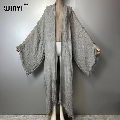 WINYI bohemian kimono kaftan beachwear Cardigan sexy  evening dress abaya dubai luxury cover-ups beach outfits women maxi dress