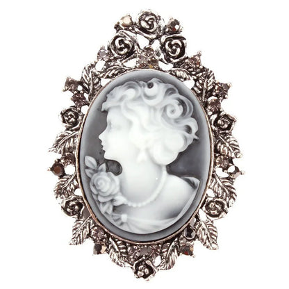 SHMIK Vintage Palace Style Relief Beauty Pendant Crystal Badges Brooch For Women Elegant Retro Middle Design Pin Jewelry