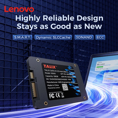 Lenovo TALIX SSD 2.5" SATA 3 III 128GB 256GB 512GB 1TB Internal Solid State Drive 500MB/s High Speed 3D NAND for Laptop Desktop