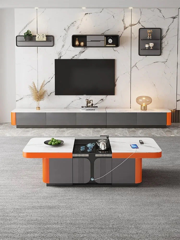 Coffee Table TV Cabinet Combination Modern Lifting Multi-Function Retractable Kung Fu Table Small Apartment Living Room Home