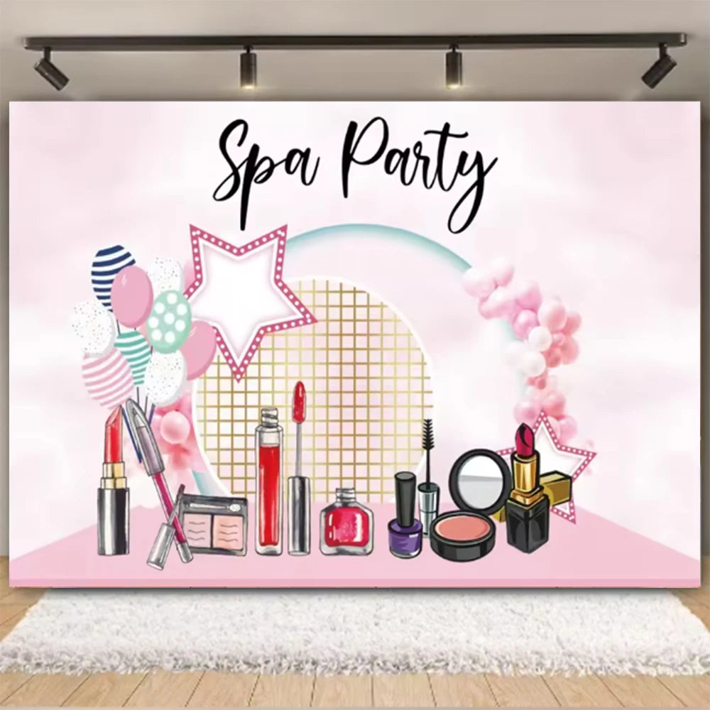 Girl's Birthday Party Supplies  Cosmetics Decorations Background Banners Disposable Cups Plates Knives Forks Spoon Gift Backdrop