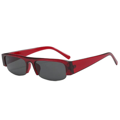 SO&EI New Small Rectangle Women Sunglasses Vintage Clear Lens Men Half Frame Eyewear Shades UV400