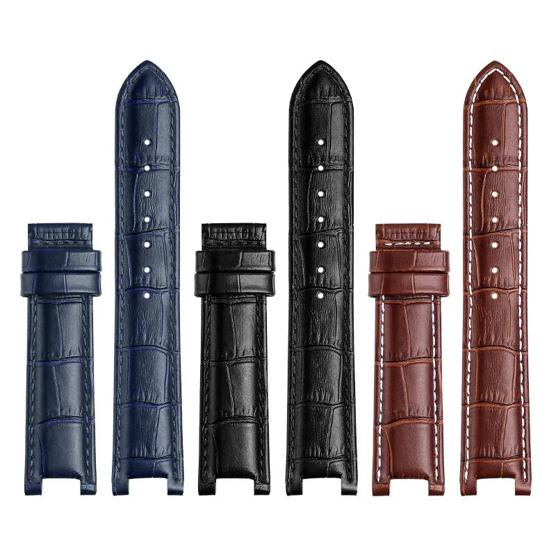 Genuine Leather Watchband For Versace Gucci GC Wristband 22*13mm 20*11mm Notched Strap Withstainless Steel Butterfly Buckle