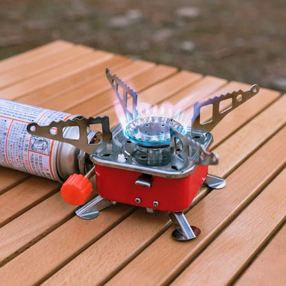 PortableMini Square Gas Stove for Camping Hiking and Travel Ultra Lightweight Folding Camping Cookware Outdoor Cooking Equipment