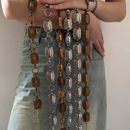 Western Cowgirl accessories Bohemian ethnic style high-end metal chain belts Female Dress Jeans Belts Lady Waistband Body Chain