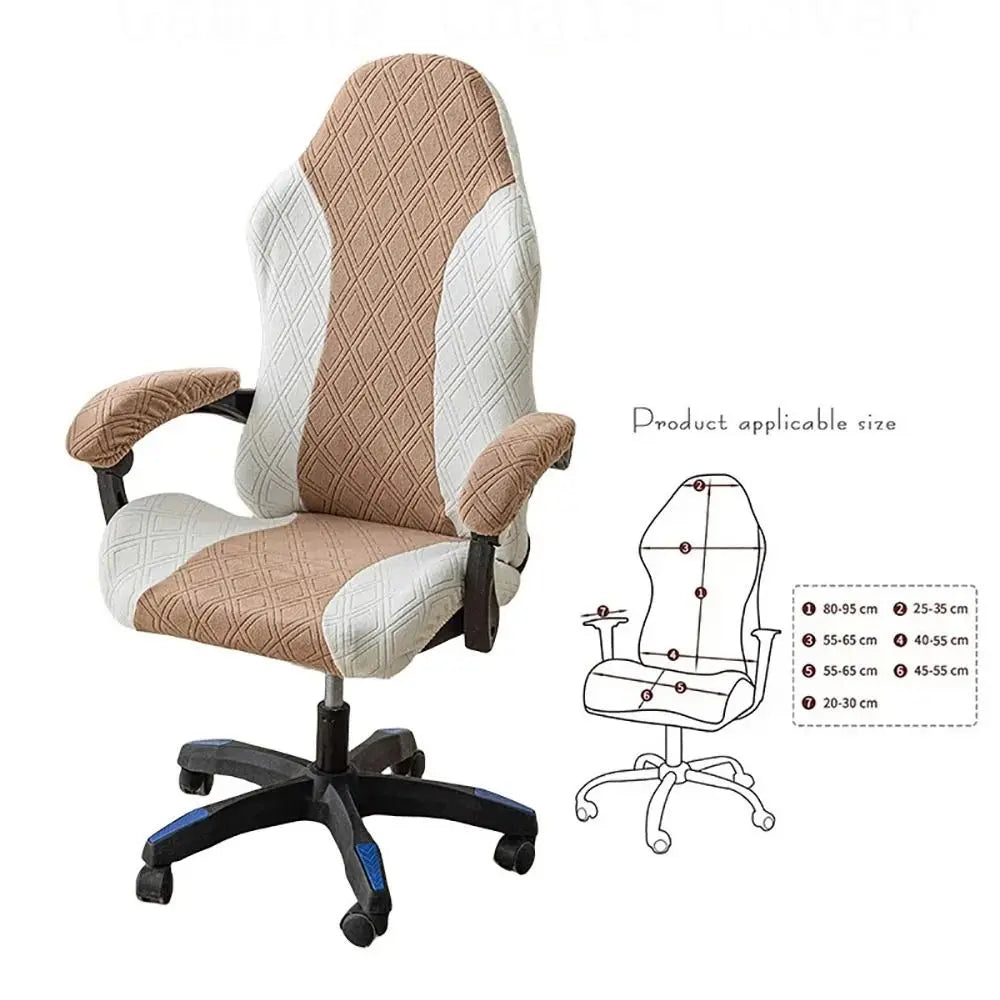 Office Computer Chair Cover Spliced Color Patchwork Elastic Fleece Jacquard Stretch Gaming Chair Cover With Armrest Cover