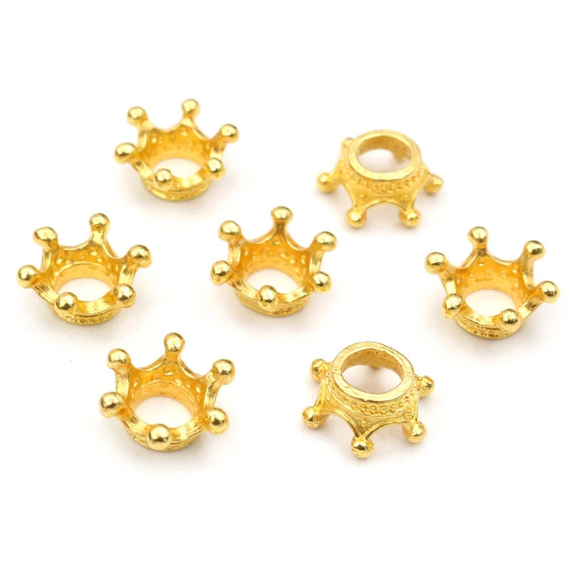 20pcs 14.5x6mm Alloy Loose Spacer Crown Beads Gold Silver Bronze Color Charms Beads for DIY Jewelry Making Bracelet Accessories
