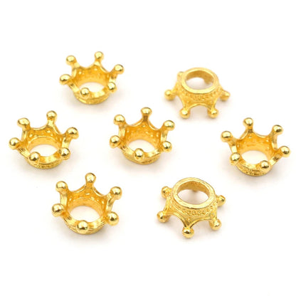 20pcs 14.5x6mm Alloy Loose Spacer Crown Beads Gold Silver Bronze Color Charms Beads for DIY Jewelry Making Bracelet Accessories