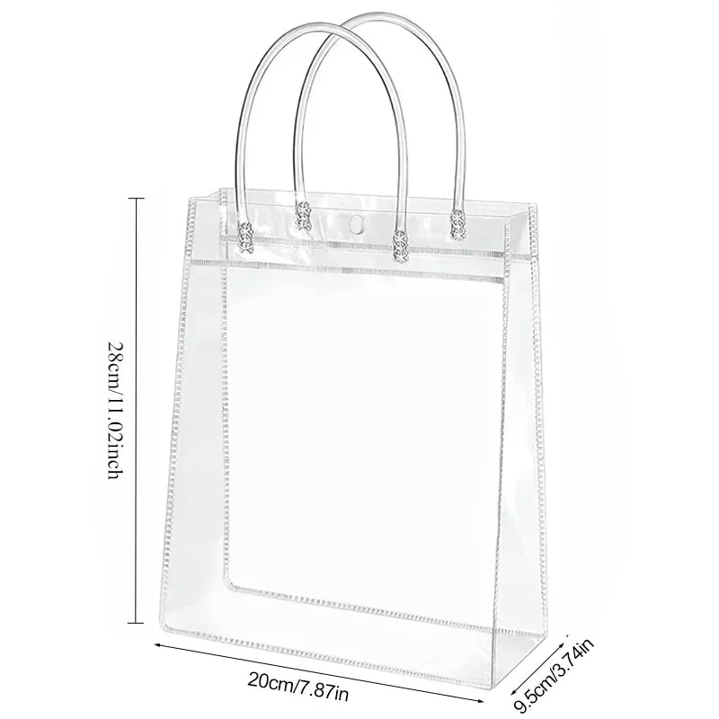 10/20Pcs Transparent Gift Bag with Handle Wedding Birthday Party Candy Gift Packaging Reusable Tote Bag Christmas Baby Shower