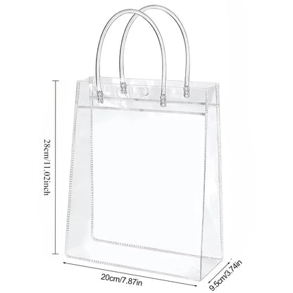 10/20Pcs Transparent Gift Bag with Handle Wedding Birthday Party Candy Gift Packaging Reusable Tote Bag Christmas Baby Shower