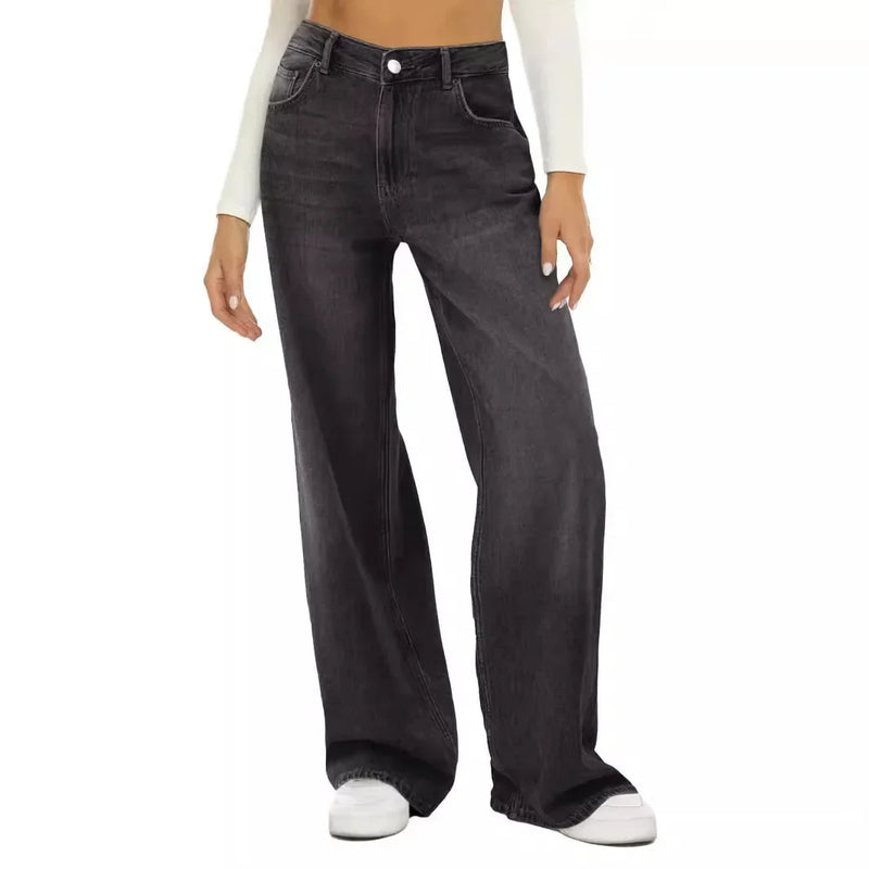 Loose Wide Leg Women's Jeans High Waist Denim Pants Comfortable Fit Casual High Waist Trousers from Mainland China