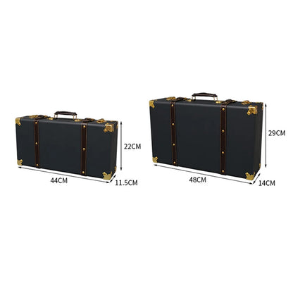 Luxury Vintage Trunk Travel Hand Big Suitcases Leather Luggage Under Bed Clothing Organizer Storage Box Antique Bin Customized