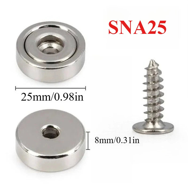 A16-32mm Multipurpose Strong Magnets with Countersunk Hole- for Fridge,Tool Organizer,Whiteboard,Kitchen Snack Storage,Garage