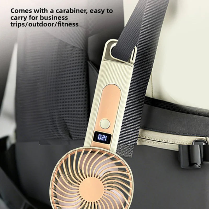 Portable Mini Handheld Small Fan Usb Rechargeable With Stand Digital Display Cooling Fan Suitable For Office Travel Outdoor Use
