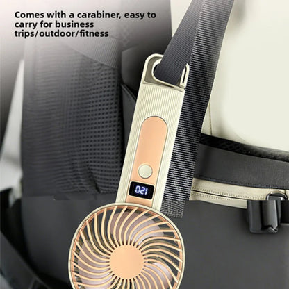 Portable Mini Handheld Small Fan Usb Rechargeable With Stand Digital Display Cooling Fan Suitable For Office Travel Outdoor Use