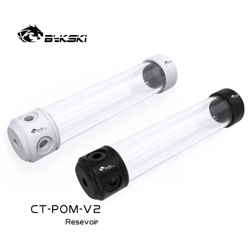 Bykski CT-POM-V2 Acrylic Cylinder Reservoir for PC Cooling Water Tank Black/White 150/200/260MM Computer Components POM