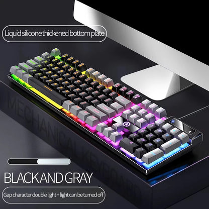 Mechanical Feel Wired Gaming Keyboard Mixed RGB Backlit Keyboard Support Waterproof For Gamer For PC Laptop Desktop E-Sport