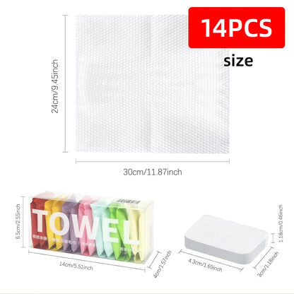 7/14pcs Compressed Disposable Towels For Travel Portable Facial Cleaning Towels Thickened Dry And Wet Dual-Use Travel Essentials