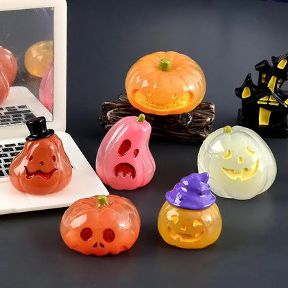 Micro Landscape Luminous Pumpkin Resin Decorative Ornaments Diy Cream Glue Decoration Material Halloween Pumpkin Gift